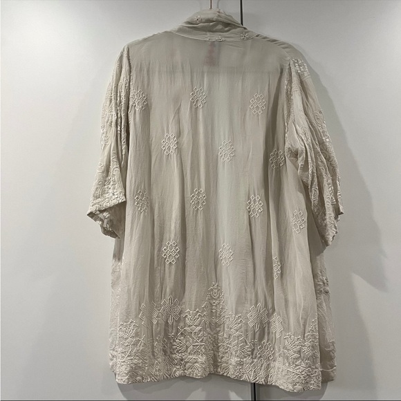 Johnny Was motley Open Kimono Cardigan ivory embroidered boho cover up - Picture 6 of 12